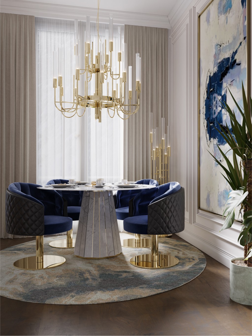 Blue Modern Dining Room Style